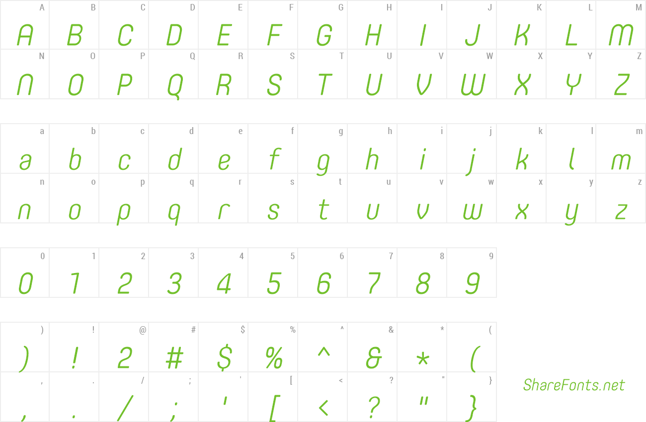 Font Core Mellow 35 Light Italicwoff preview